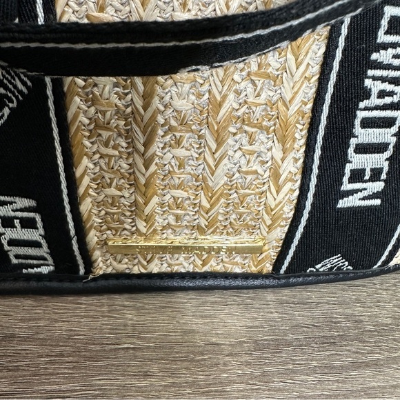 STEVE MADDEN Womens Black Bwebber Straw Satchel Crossbody purse - Picture 7 of 7